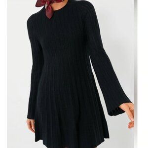 Pomander Place NWT Adi Knit Dress Long Sleeve Midi Dress in Black